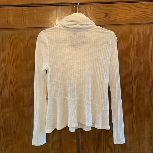 Maeve by Anthropologie Winterscape Cowl Neck Peplum Sweater - White XS - Picture 8 of 8